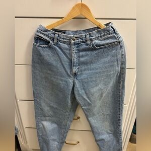 Lands End vintage high waisted white washed  Blue Denim Jeans US 12 Petite